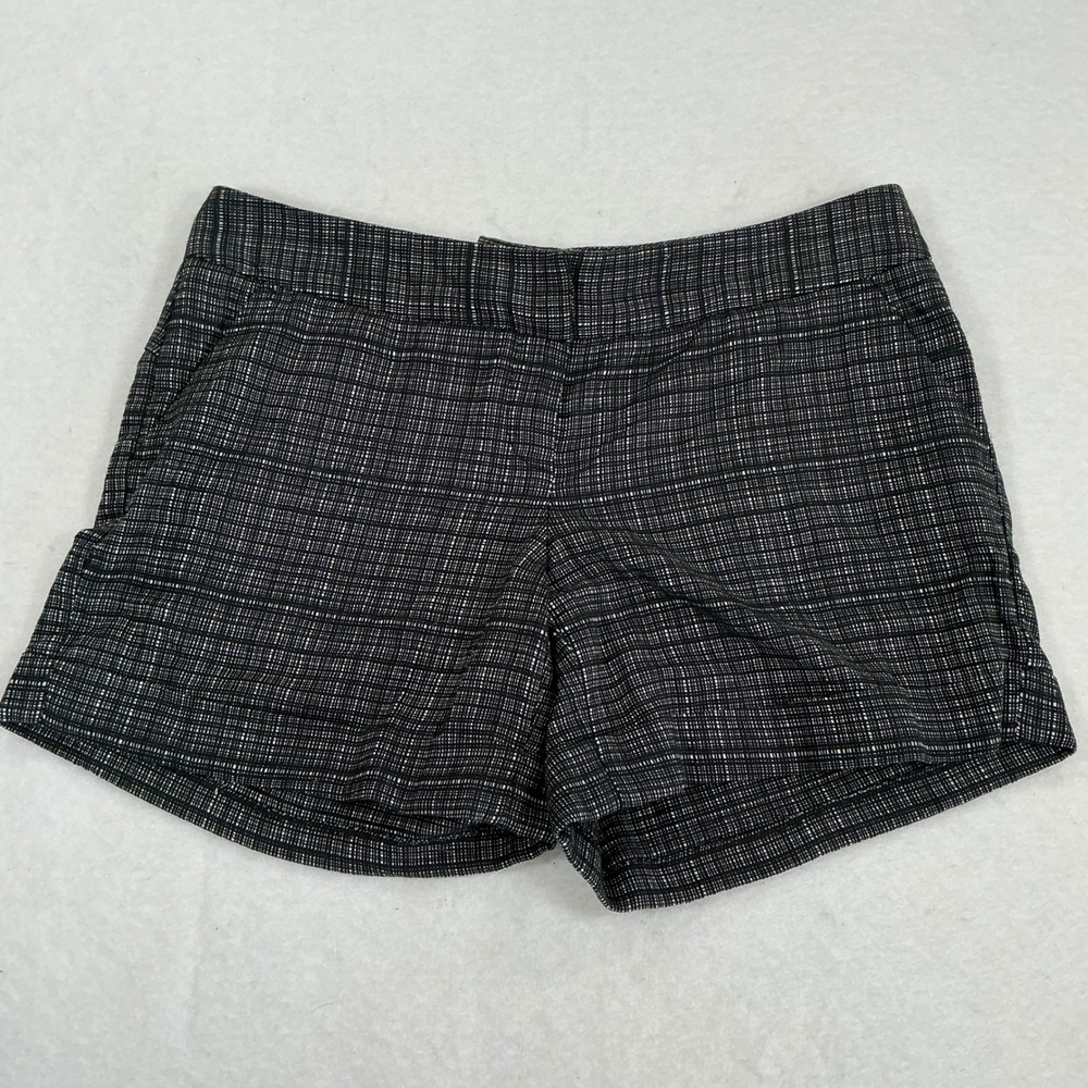 The Limited Drew Fit Black White Crosshatch Textured Shorts Size 8 Cotton Blend